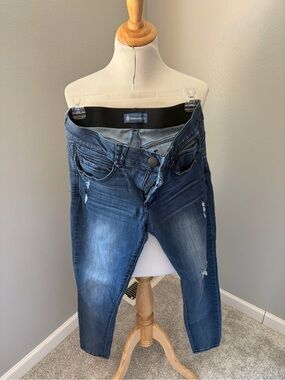 Democracy Blue Distressed Ankle Jeggings